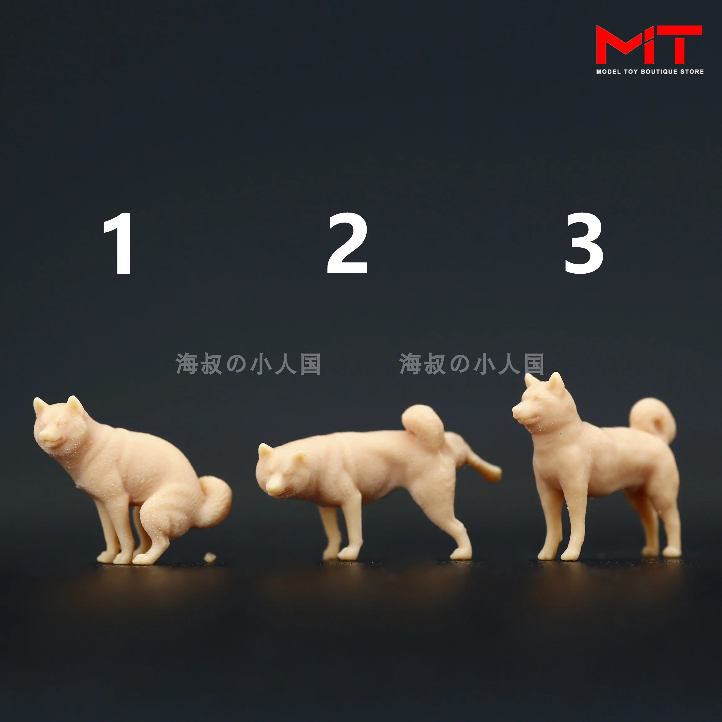 3D Print Figures L369 1/87 1/64 1/43 Pissing Dog Shiba Inu Funny Miniatures Figurine Doll Diorama Sand Table Scene Props Model