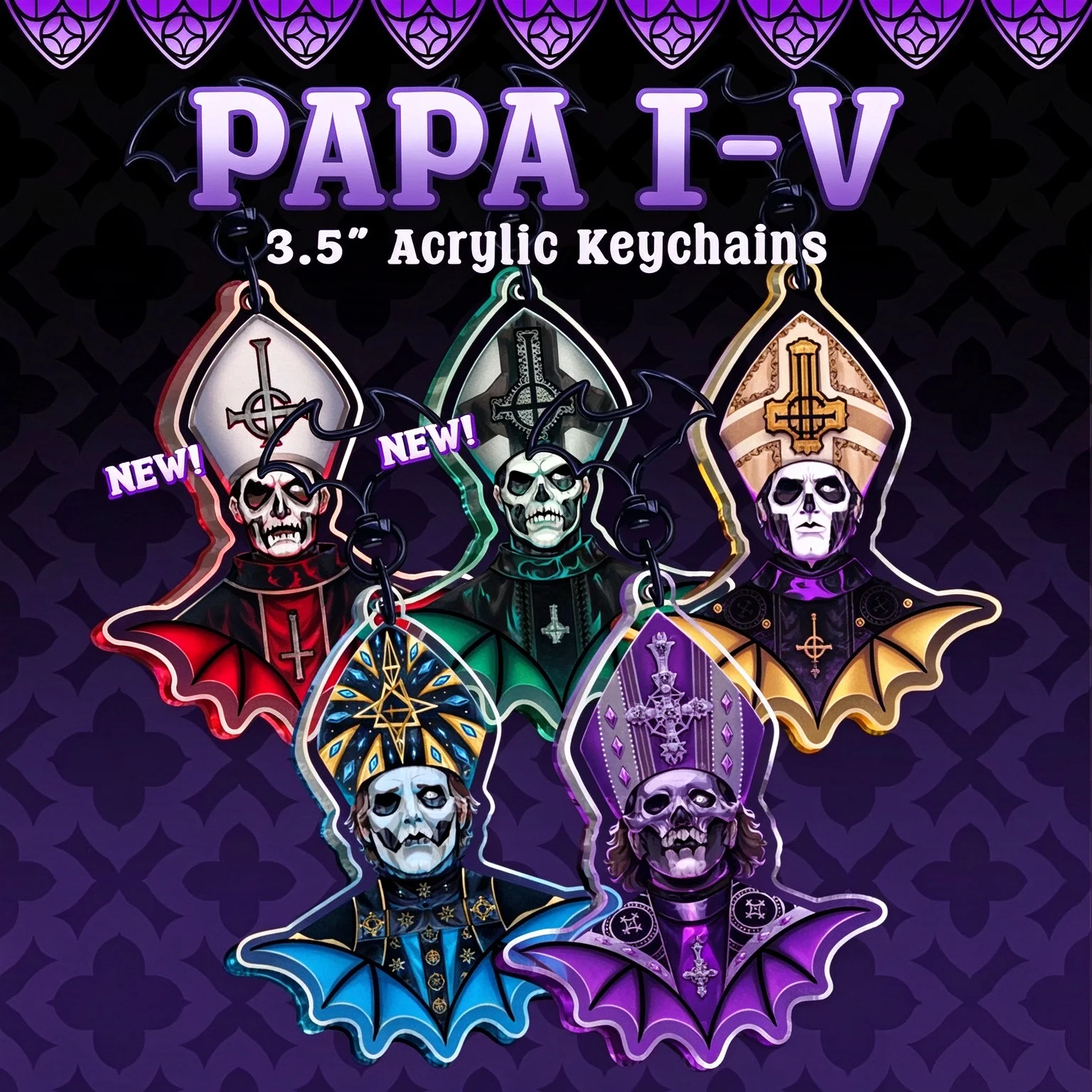 Satan Pope 3.5-inch Acrylic Keychain Satanic Pope Figurine for Keychain Collection Satanic Keychain Acrylic Material
