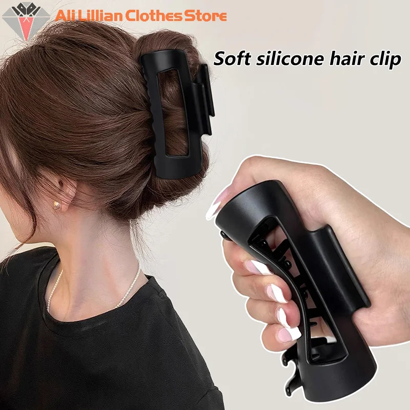Pinzas de pelo de tiburón de silicona para mujer, pinza de pelo elástica suave protectora para la cabeza trasera, pinza de garra no dispapable Flexible y duradera