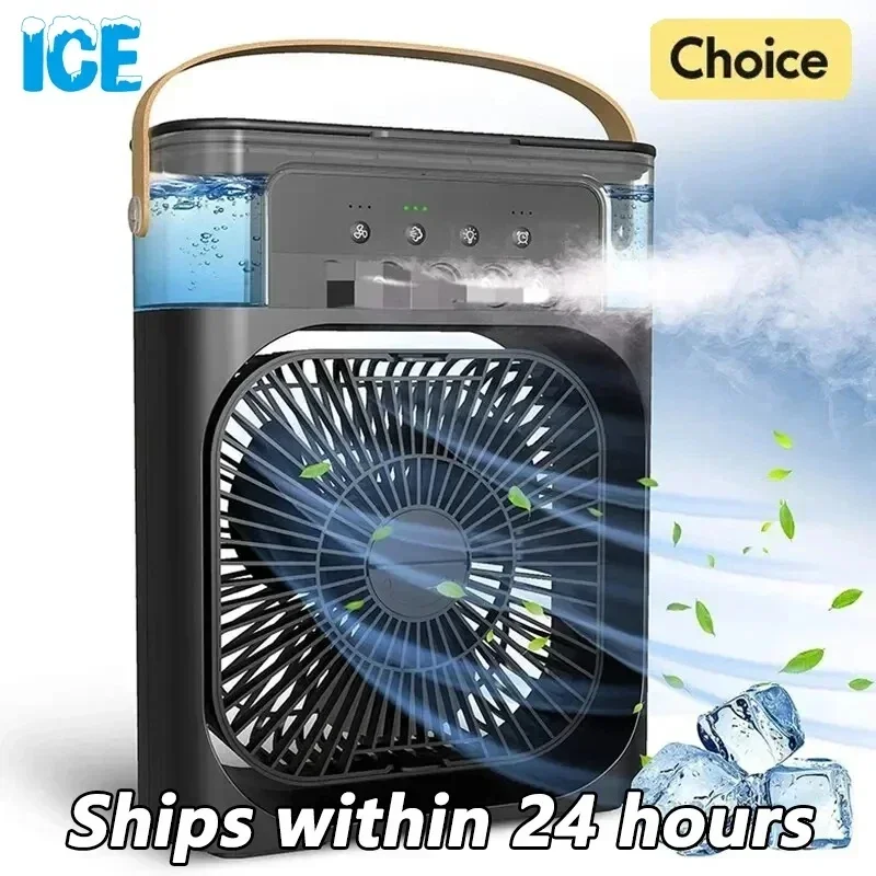 Portable Air Conditioner Fan Mini Evaporative Air Cooler with 7 Colors LED Light 1/2/3 H Timer 3 Wind Speeds and 3 Spray Modes