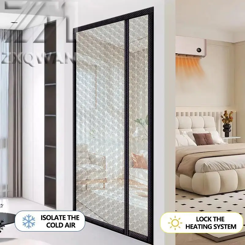 

Зимняя магнитная шторка для дверей с теплоизоляцией и боковым открытием, из пузырчатой пленки, для легкой установки.