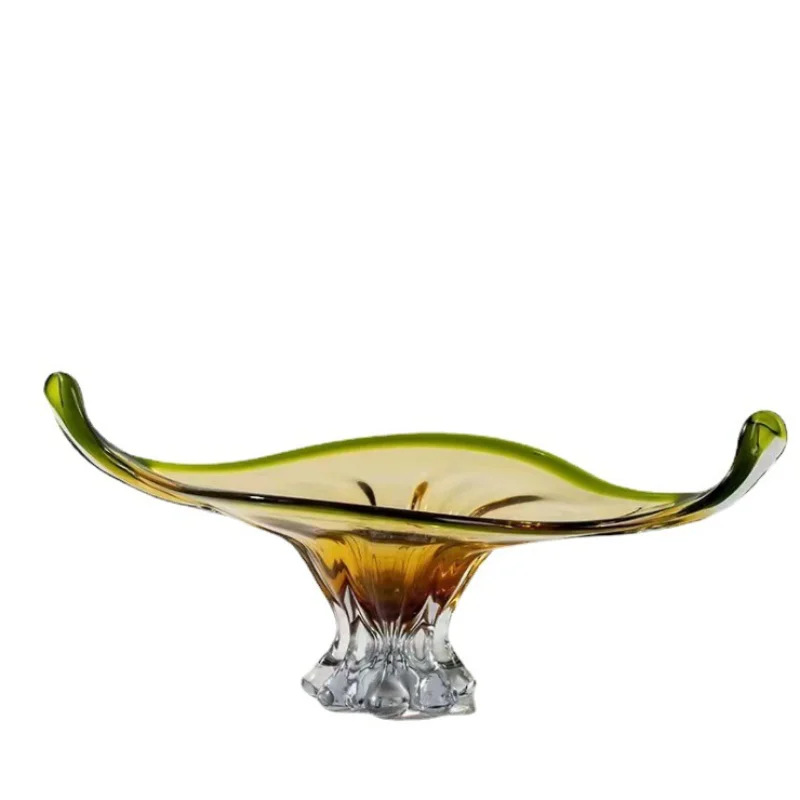 

Light luxury glass large fruit plate household living room coffee table ornament model room high-end model room high-end decorat