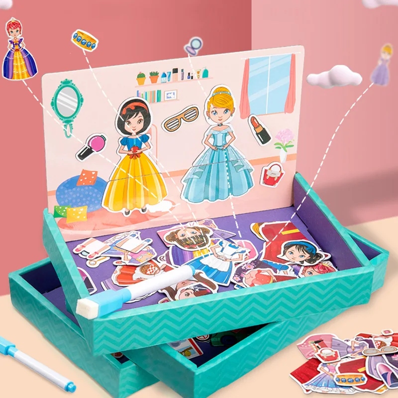 Children Multifunction Animal Puzzle Learning Education Toys for Kids Writing Magnetic Drawing Board Wooden / Paper Kid Gift TMZ