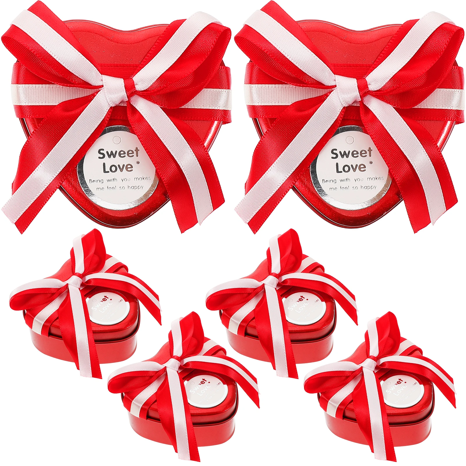 

6pcs Heart Shaped Tin Empty Metal Cans Sturdy Wedding Favor Boxes Elegant Party Treat Containers Valentine Candy Storage Small