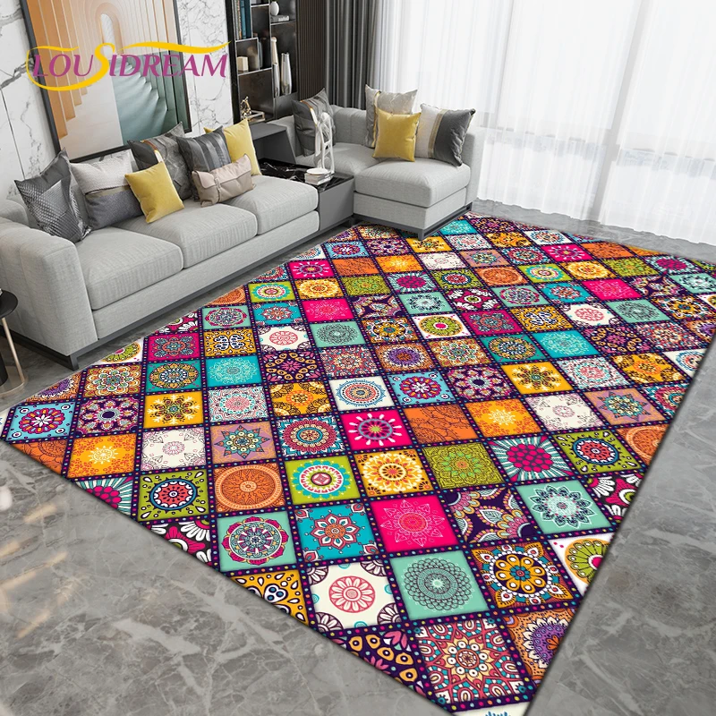 Bohemia Mandala Area Rug Large,Carpets Rugs for Living Room Bedroom Sofa ,Kitchen Bathroom Entrance Doormat Non-slip Floor Mats