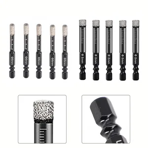 5 adet 6mm / 8mm vakum kaynaklı elmas kuru matkap ucu, altıgen, saplı delik testere, mermer için kesici, granit, seramik karo, cam, taş, delik 8 en çok satılan, matkap ucu 8 mm beton, no. 8