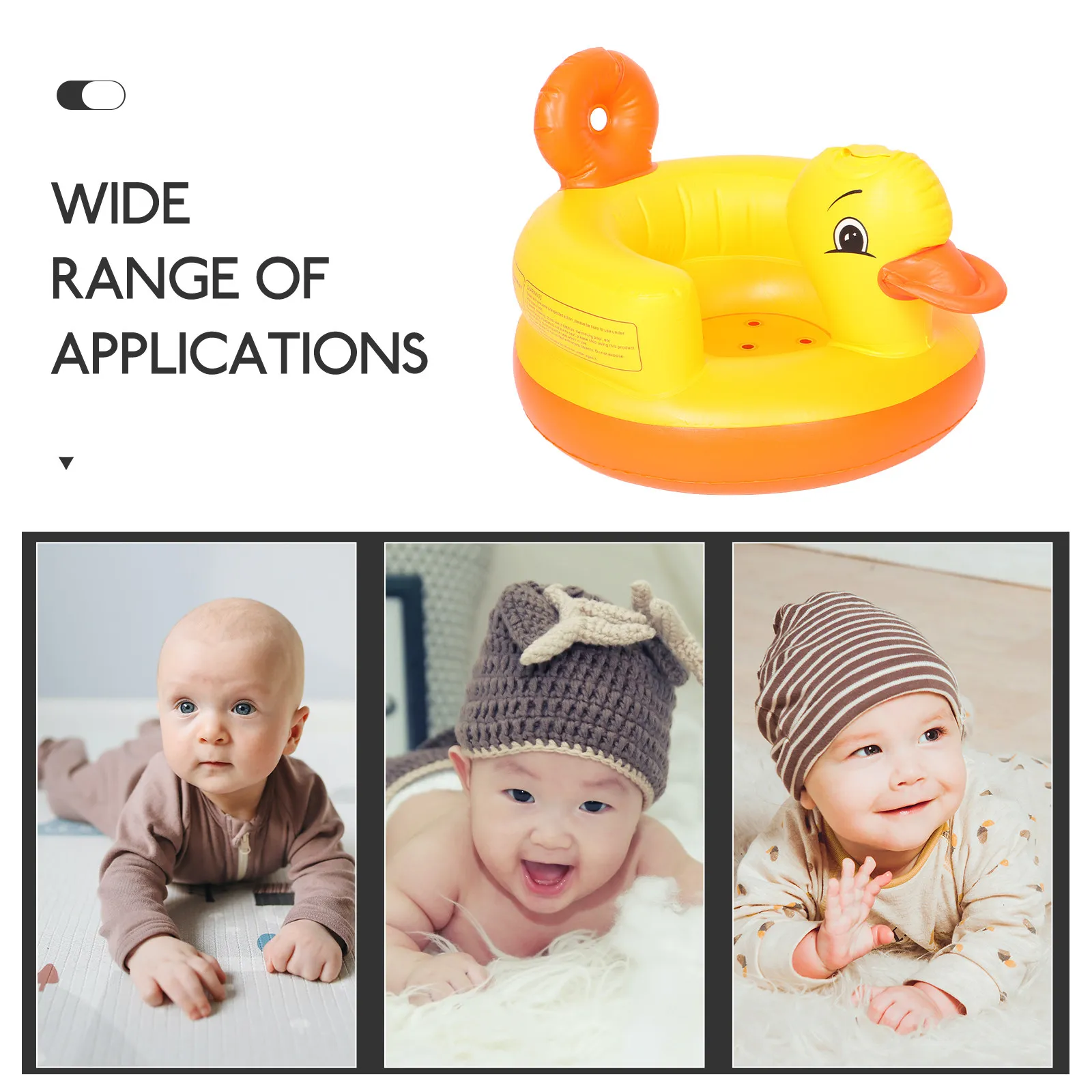 Yellow Duck Inflatable Baby Seat for Infants Learning to Sit Portable Thickened Air Chair for Dining Play Bath Time Floor
