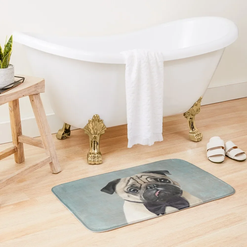 

Mr Pug Bath Mat Bathroom Rugs Anti-Slip Shower Living Room Rug Hallways Mat