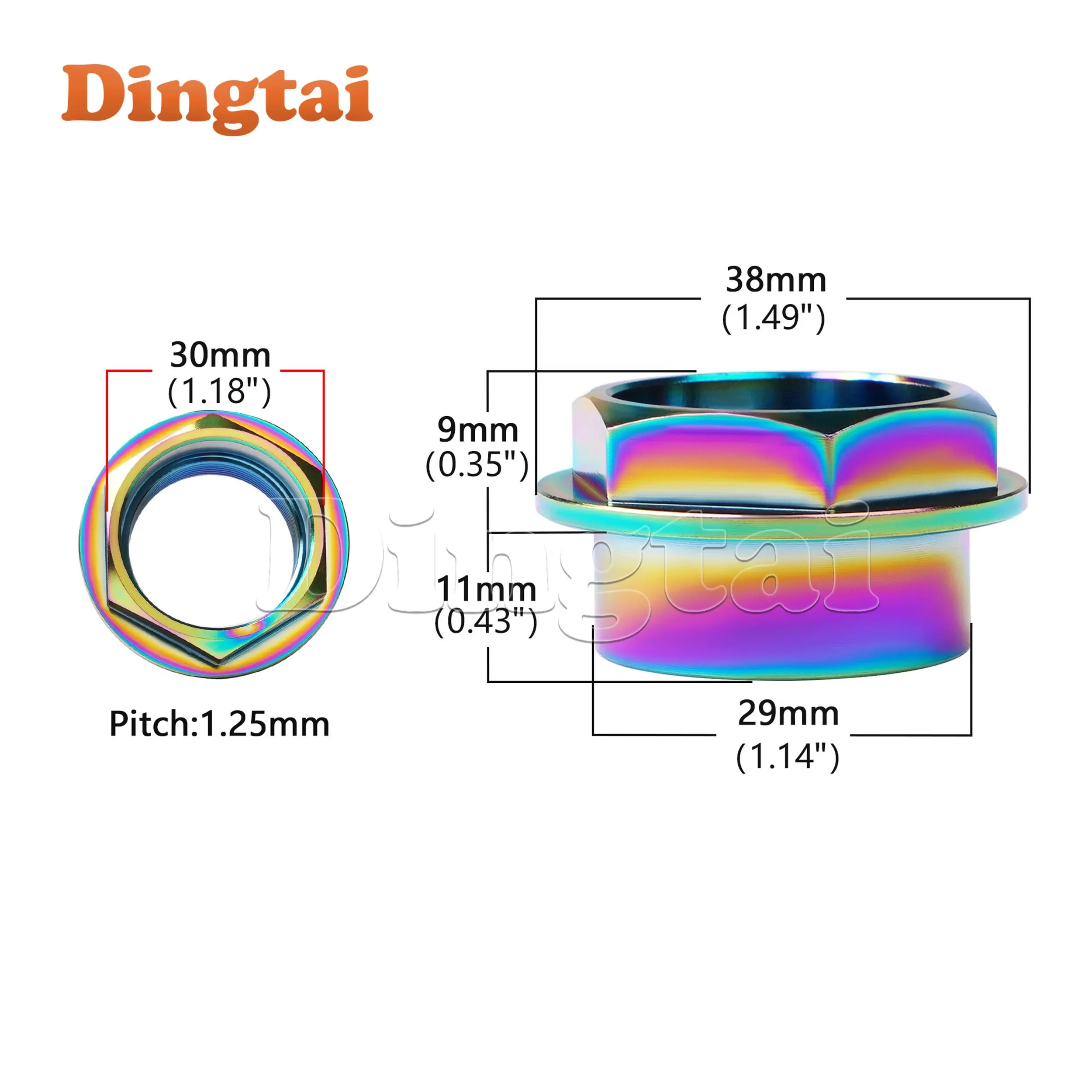 Dingtai ไทเทเนียมหน้าแปลน Nuts M25 x Pitch1.25mm ล้อหน้าเพลาสําหรับรถจักรยานยนต์ DUCATI