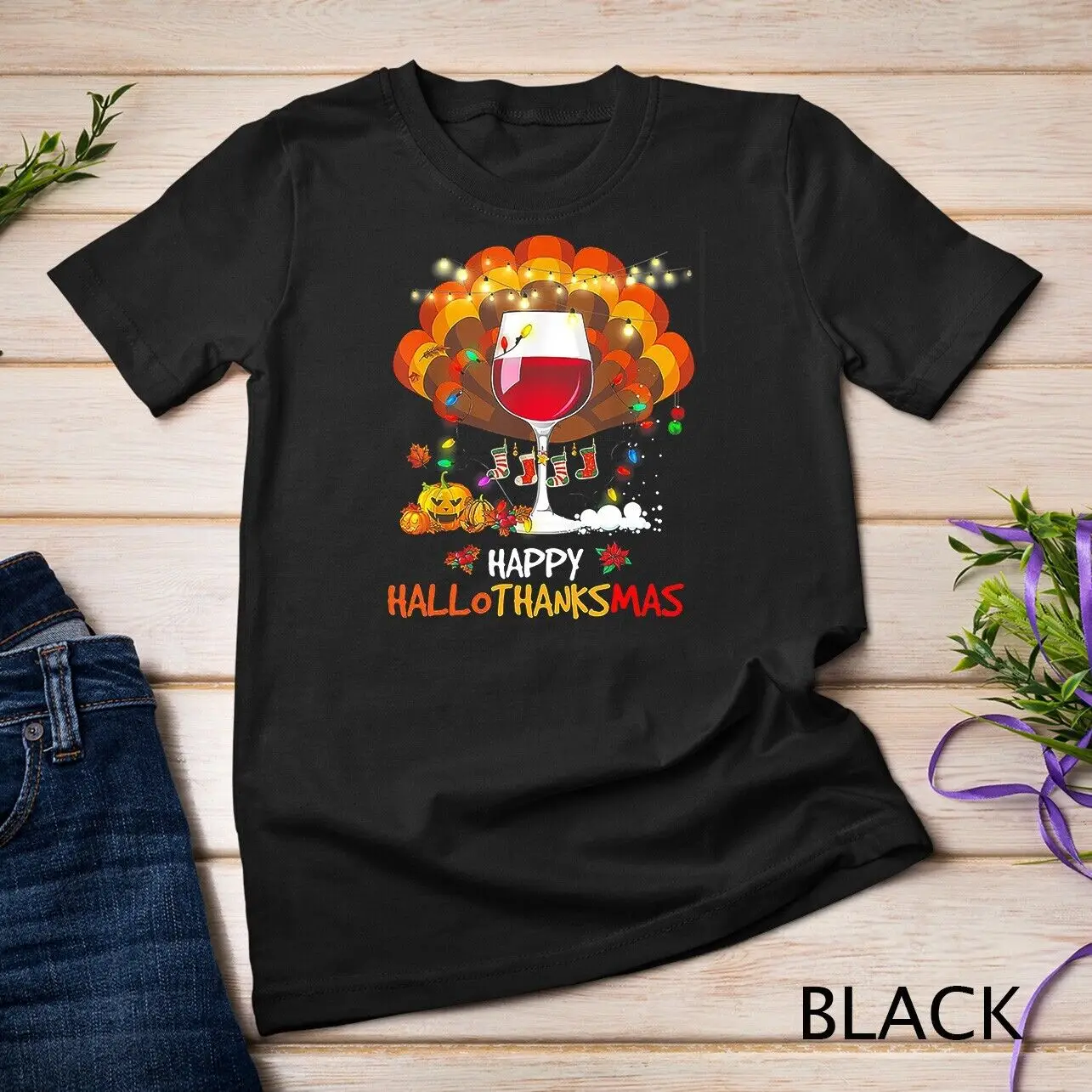 Happy Hallo Thanks mas Wine Turkey T-Shirt Unisex T-shirt