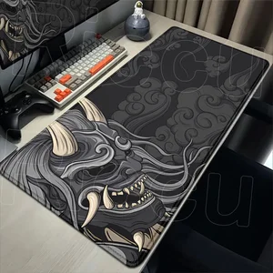 Almohadilla de mouse gris japonés del diablo de la computadora de bloqueo de la computadora portátil portátil portátil oni mousepad hd impresión sin deslizamiento alfombra de goma de goma 10 mejores ventas de ratón de ratón gris - №8
