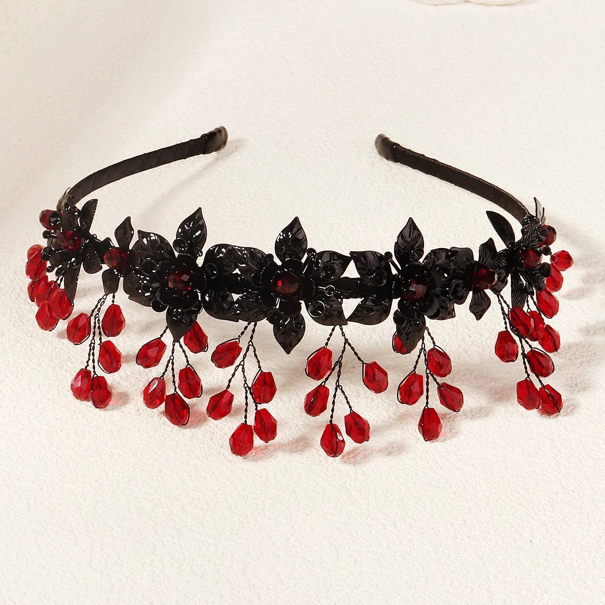 Halloween Diablo Red and Black Hair Bands Headpiece Crystal Beaded Sexy Hair Accessories Fashion Crowns Headbands For Women