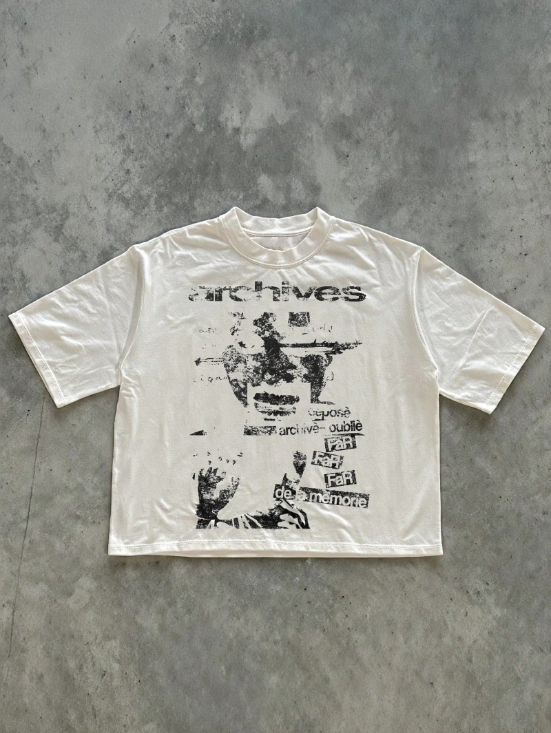 Herren Casual Rundhals-Kurzarm-Baumwoll-T-Shirt, Sommer-Urlaubs-Oberteil, T-Shirt mit Grafikdruck, Y2K Streetwear-Stil – Detail 3