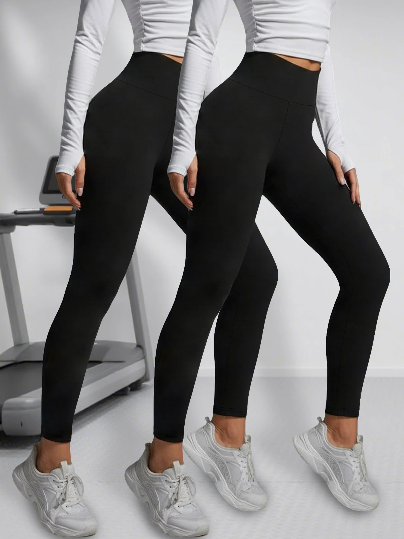 2 sztuki damskich super miękkich legginsów z wysokim stanem, modelujących brzuch, nieprześwitujących, do ćwiczeń, jogi, biegania, sportowych, push-up, na siłownię