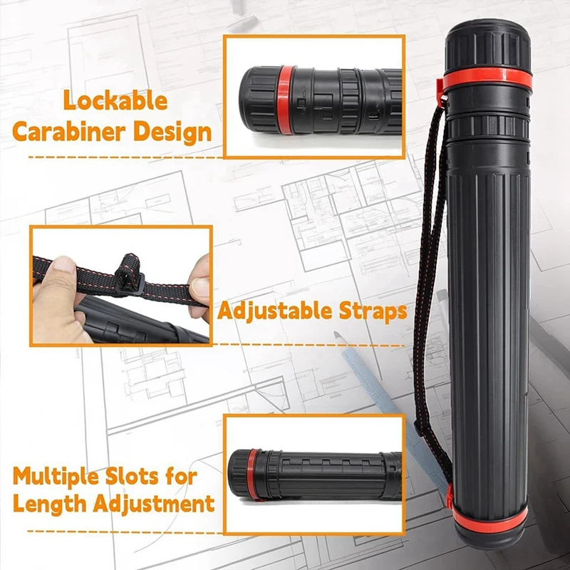 Tubo telescópico para pôster, tubo artístico para pôsteres, documentos, arte, expansível, 28,75 polegadas, pacote de 6