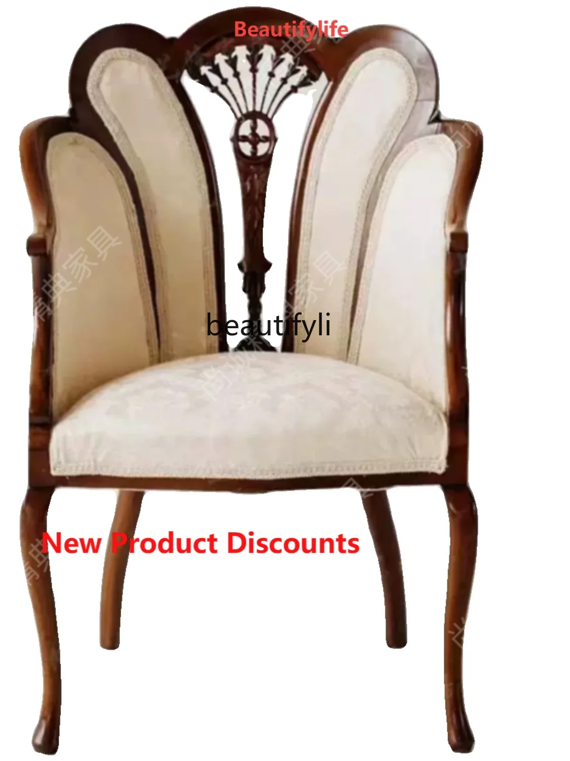 

X188 Retro Single-Seat Sofa Chair Living Room Small Apartment Designer French Carved Balcony Leisure Sofa Combination
