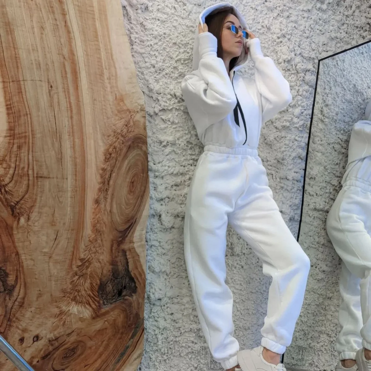 

Женский осенне-зимний цельный спортивный костюм, комбинезоны с капюшоном на молнии, спортивный костюм, спортивная одежда