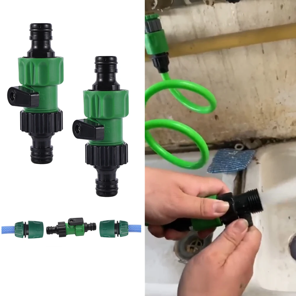 Double Nipple Valve Switch 3/4 Inch Plastic Garden Watering Pacifier Valve Switch Handle Irrigation Water Hose Fittings 1Pc