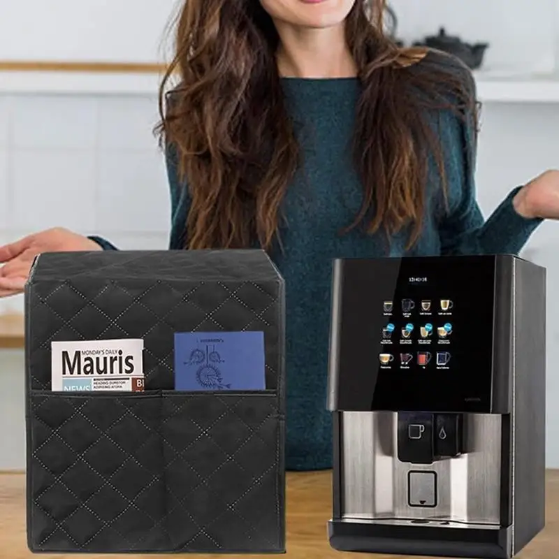 Cubierta máquina café KX4B con bolsillo almacenamiento Home Kitchen Cafeter Copicada polvo