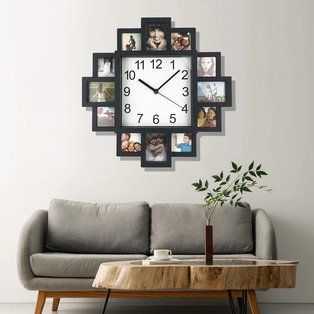 16 Inch DIY luxury Photo Frame Home Decor Pictures Art Plastic Clock wall Modern Art Plastic creative home decorative wall clock