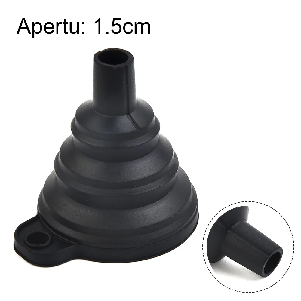 1 Pcs Car Funnel 1× 7.5cmX8cm Silicone Collapsible Fluid Change Fill Gasoline Oil Fuel Accessories Black Diesel