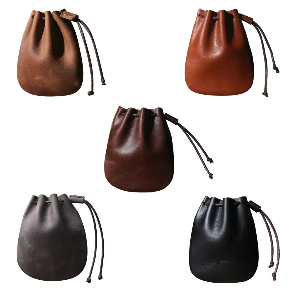 Exquisite Leather Coin Pouch Drawstring Strap Multicolour Wallet Purse Travel