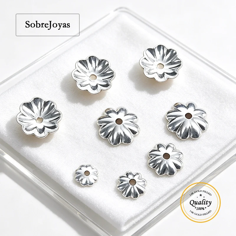 925 Sterling Silver Flower Bead Caps Assorted Sizes 3/4/5/6MM Real 925 Silver Jewelry Findings for DIY Accessories