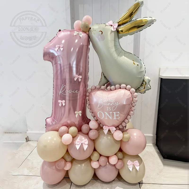 54 stücke Jade Kaninchen Ballon Rosa Anzahl Geburtstag Ballon Set Cartoon Tier Thema Party Dekoration Festival Dekoration Lieferungen – Detail 1