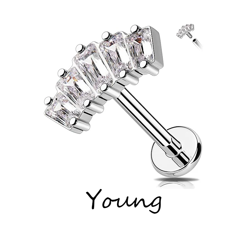 F136 Titanium G23 Cubic Zircon Crown Earrings Medical Implant Grade Anti-Allergy Ear Bone Stud Piercing Jewellery