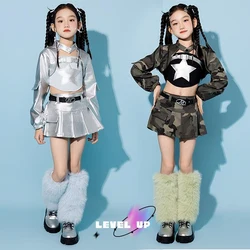 Children Kpop Outfits Girls Group Cheerleading Jazz Dance Costume Kids Cool Hip Hop Clothing Stage Performance Wear XS8795