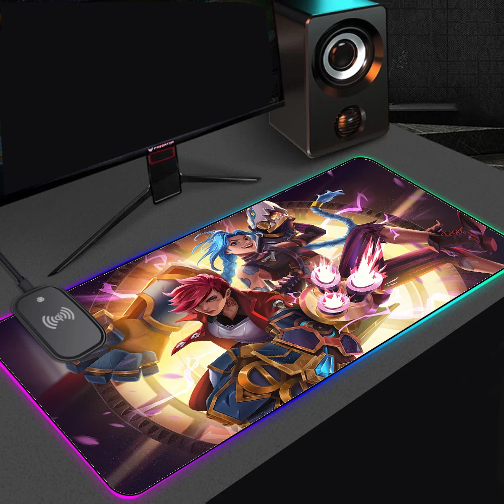 Jinx Rgb mouse pad Arcane computer desk accessories dropshopping Laptop gaming wireless charging led mousepad pc gamer completo