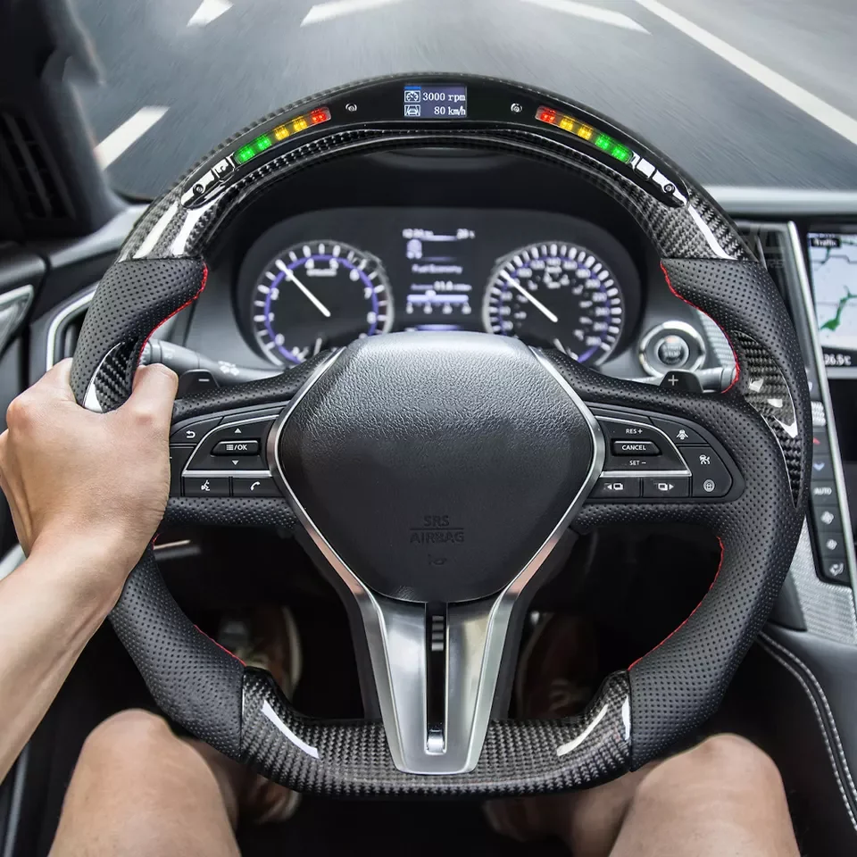 Fancy LED Smart Customized Car Carbon Fiber Steering Wheel Fit for Infiniti 2017 2018 2019 2020 2021 2022 Q60 Q60s Q50 QX50