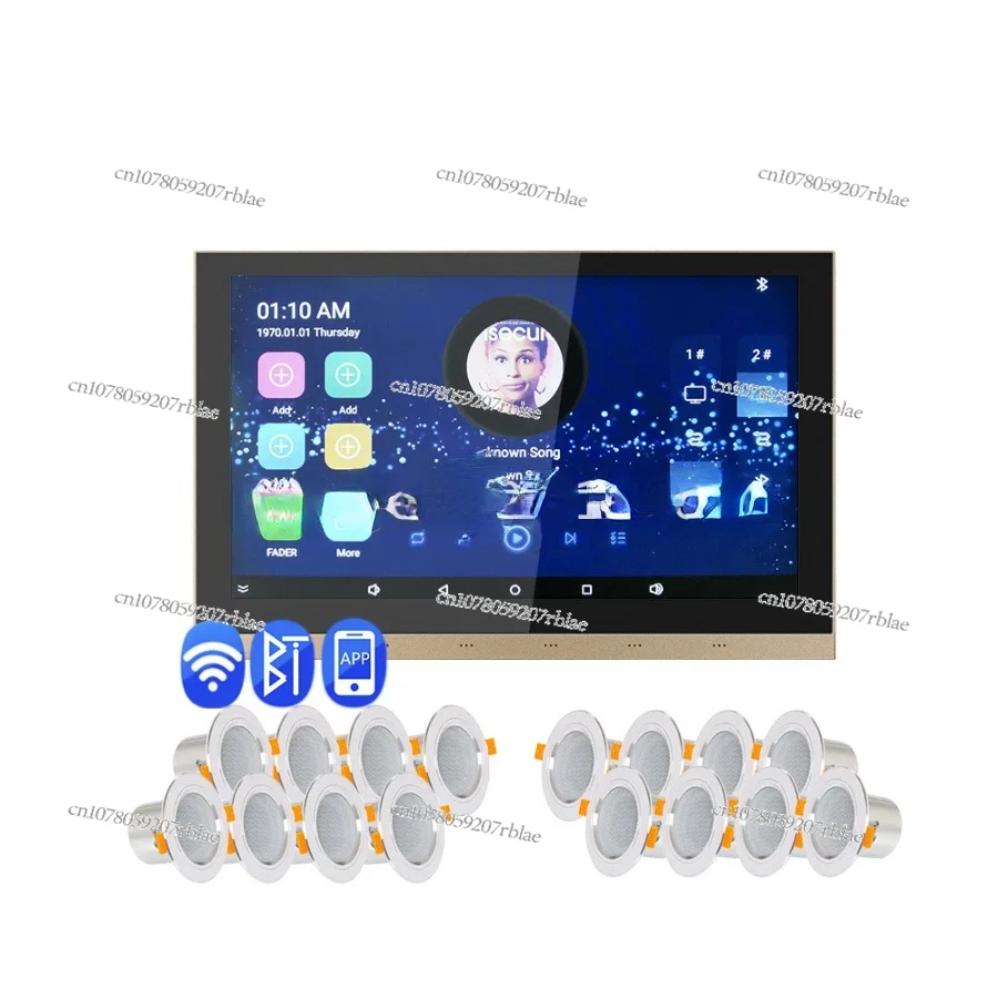 10 Inch WiFi BT Android System Touch Screen 8*25W Multi CH Home Theatre Audio System in Wall Amplifier with 16 Ceiling Speaker