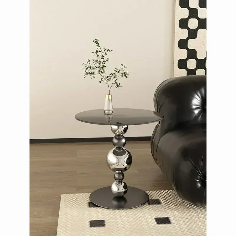 

Приставной столик из закаленного стекла для гостиной, дивана, металлический ремесленный журнальный столик из нержавеющей стали, приставной столик для балкона, приставной столик для учебы без язычка