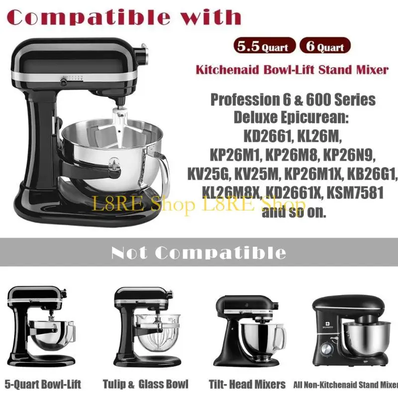 L8RE Flex-Edge Paddle Mixer Part Part Material Stainless Steel Material for 6QT Mixers