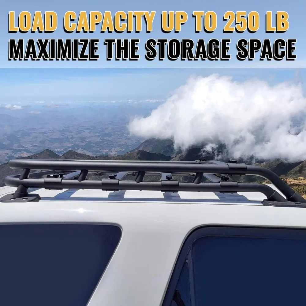 سلة حامل السقف متوافقة مع 2010-2023 Toyota 4Runner Sport Utility 4-Door، رفوف البضائع على السطح، حامل الحقائب، قضبان إضافية