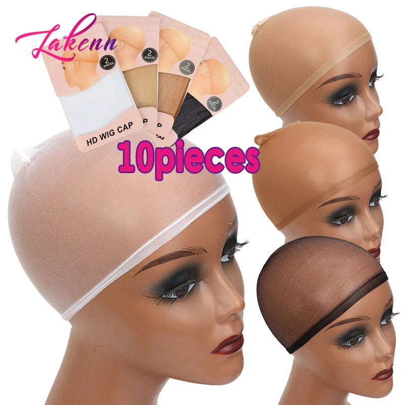 HD Wig Cap 10Pcs 5Packs Ultra Thin Wig Caps For Women - 4Colors Black White Beige Brown HD Wig Caps Stocking Caps Hairnets