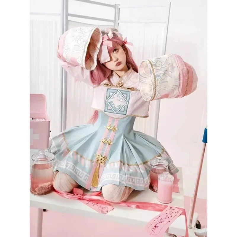 

Платье на шнуровке Sweet Lolita, косплей маленького зомби, костюм на Хэллоуин, милое вечернее платье в стиле ретро в готическом стиле аниме, комплект для девочек