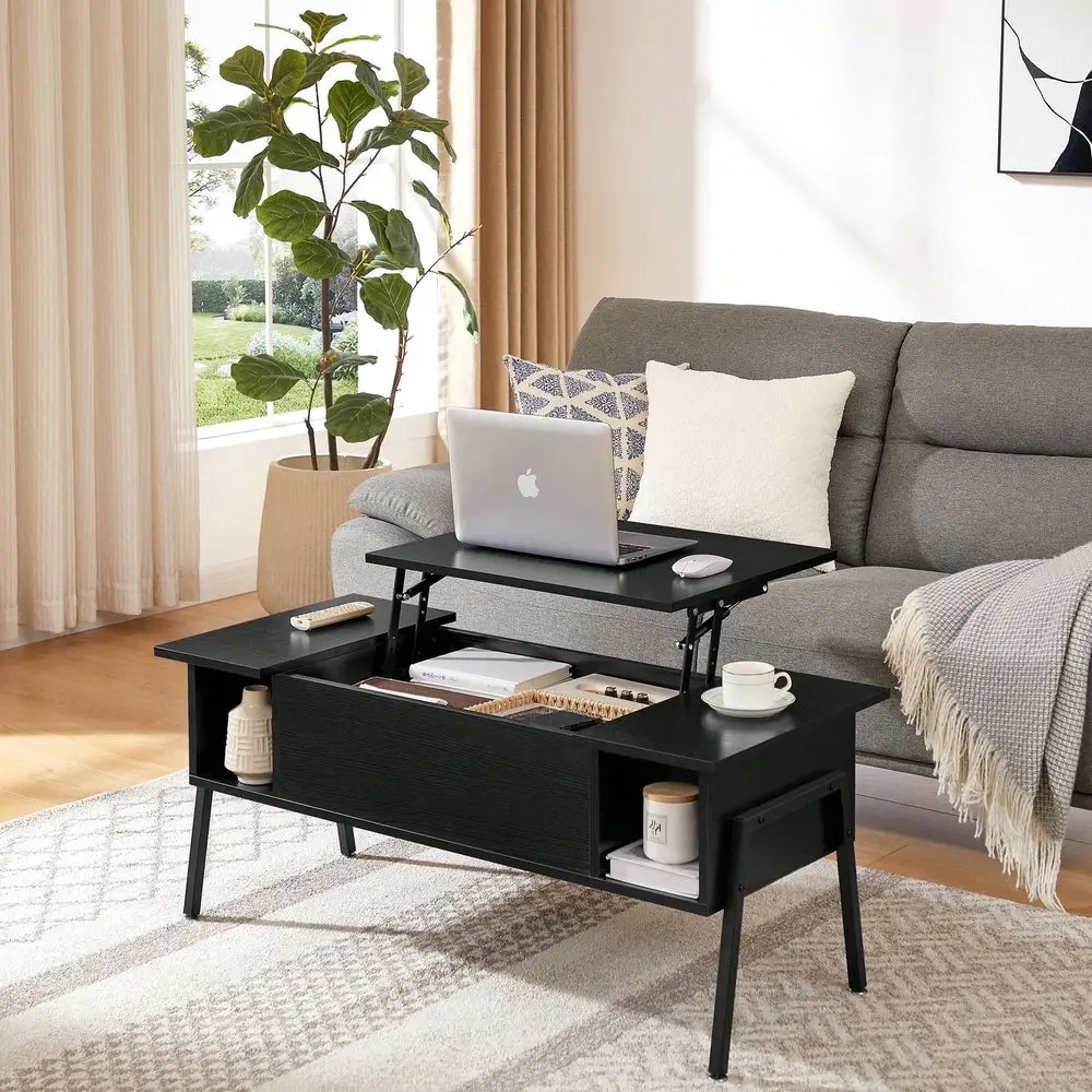 

Lift Top Coffee Table For Living Room,Small Coffee Table With Storage, Adjustable Shelf And Storage Compartment, Mid Century Mo