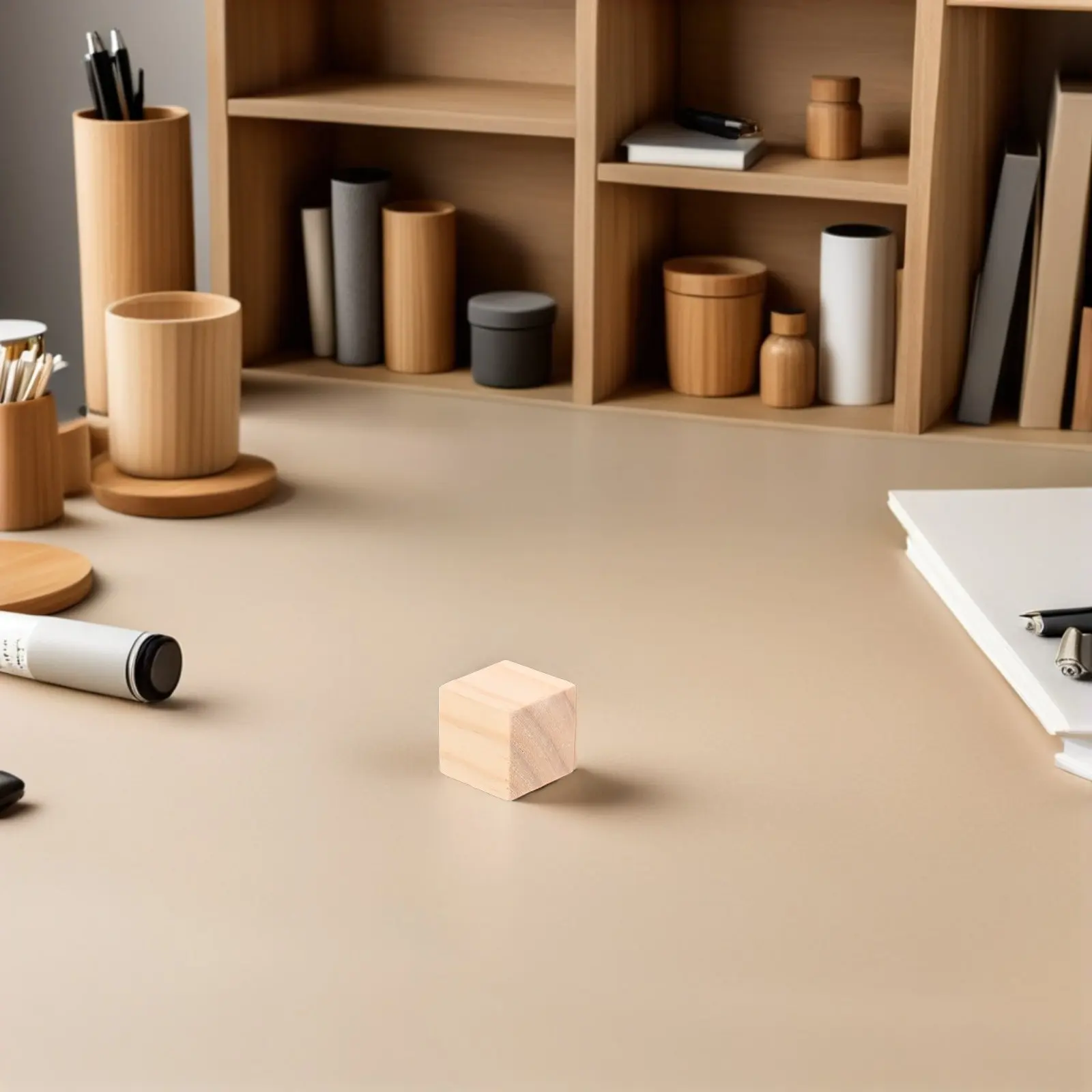 100개 나무 사각 블록 공예용 천연 무마감 큐브 DIY 페인팅 장식용 집이나 사무실에서 쌓기용