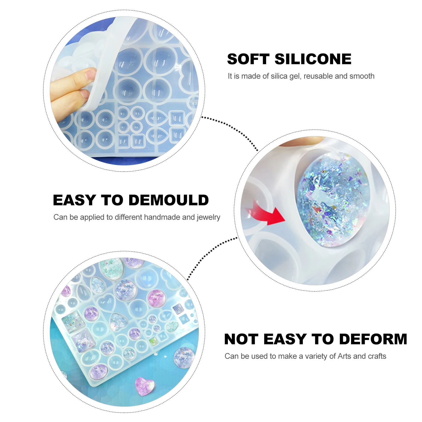 

2pcs Gem Resin Jewelry Making Supplies Diy Accessories Epoxy Crafts Pendant Earring Charm Silicone Flexible Durable