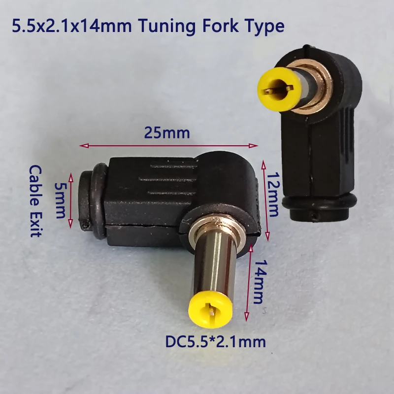 90 ° Rechtwinkliger DC-Stromanschluss 5,5x2,1/2,5x14mm Gabelstecker 5,0x3,0/6,0x4,4x9mm Mittelstift Stecker für CCTV LED – Detail 2