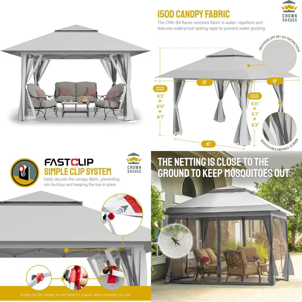 

Pop Up Gazebo 13x13 Outdoor Canopy Tent for Backyard Patio Furniture - Clearance Sale, Durable Shade Structure