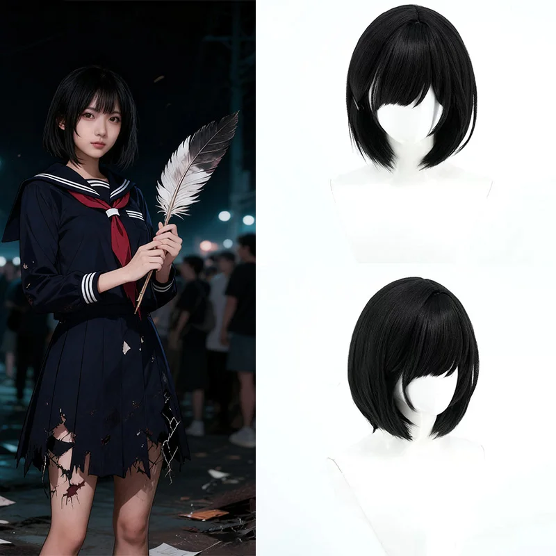 Snoya Silent Hill F Hasegawa Hinako COS Synthetic Wig Side Parting Short Black Hair Mixed Hair Strands More Fluffy for Cosplay