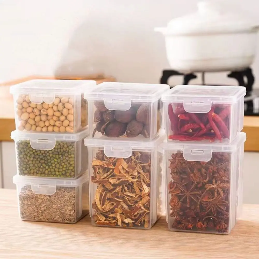 

Plastic Spices Packaging Storage Box Transparent Fresh-Keeping Dried Chili Seasoning Box Sealed Stackable Seasoning Storage Box