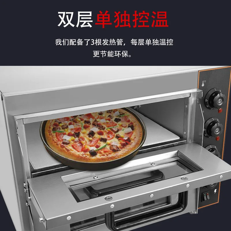 Stainless Steel Electric Pizza Oven Single Double Deck 14-16 Inch Countertop Baker for Pizza Bread Pastry Commercial Use