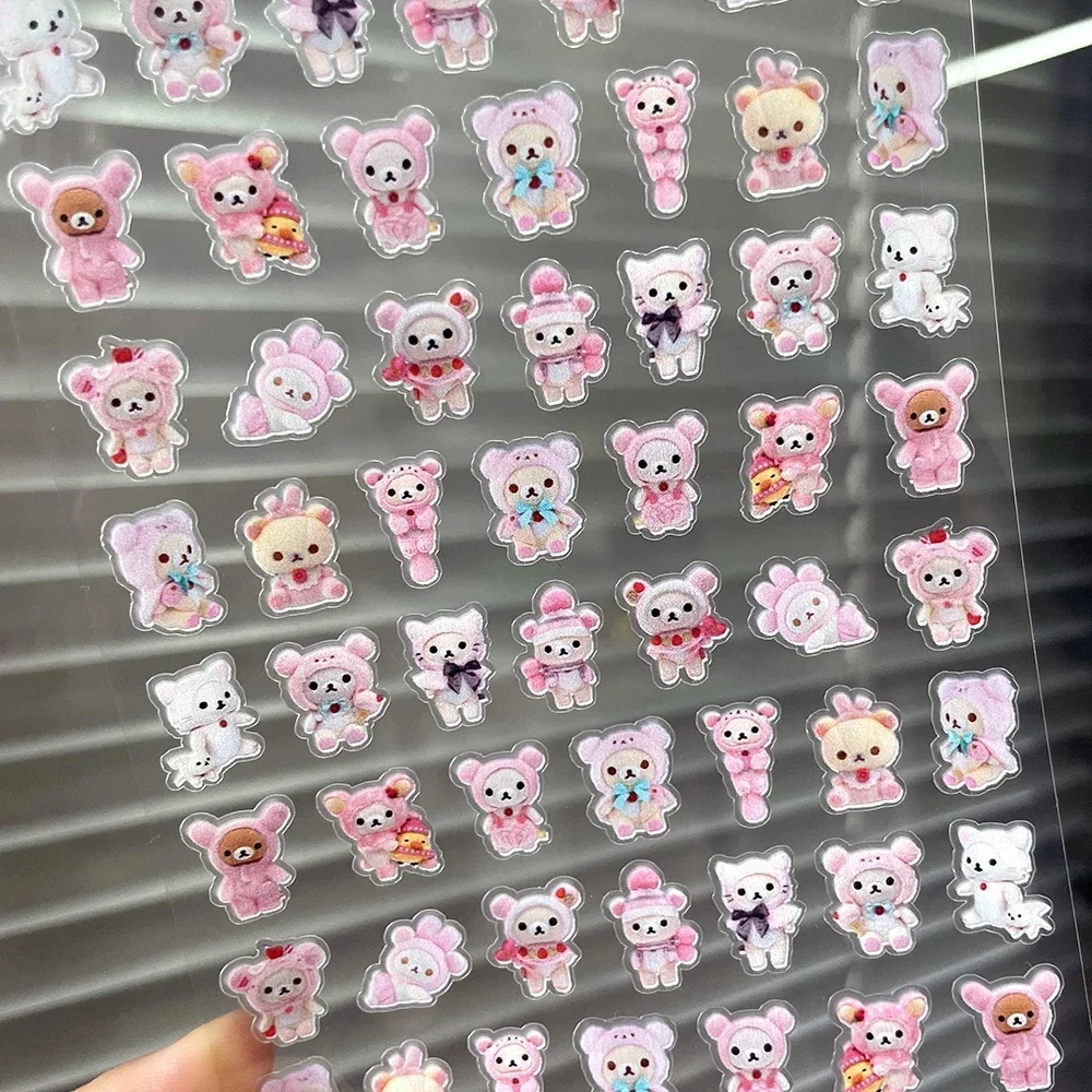 الكرتون لطيف Rilakkuma DIY PVC ملصقات بمادة لاصقة مسمار ديكور فني الوردي سلسلة سجل القصاصات كتيب ملصق مضاد للمياه لعبة الهدايا