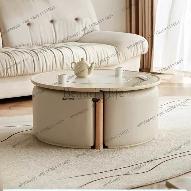 

Household New Cream Style Living Room Household Round Small Coffee Table Small Apartment Modern Small Table
