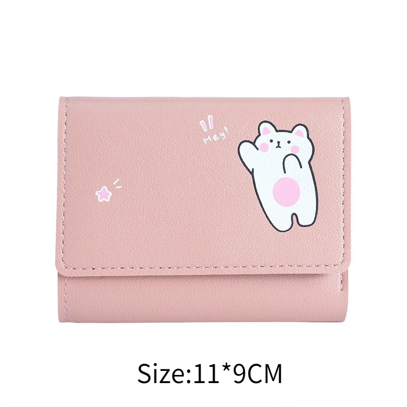 Portafogli piccoli corti e carini da donna Portamonete multi-slot con stampa di cartoni animati Portafogli porta carte stile coreano per donna