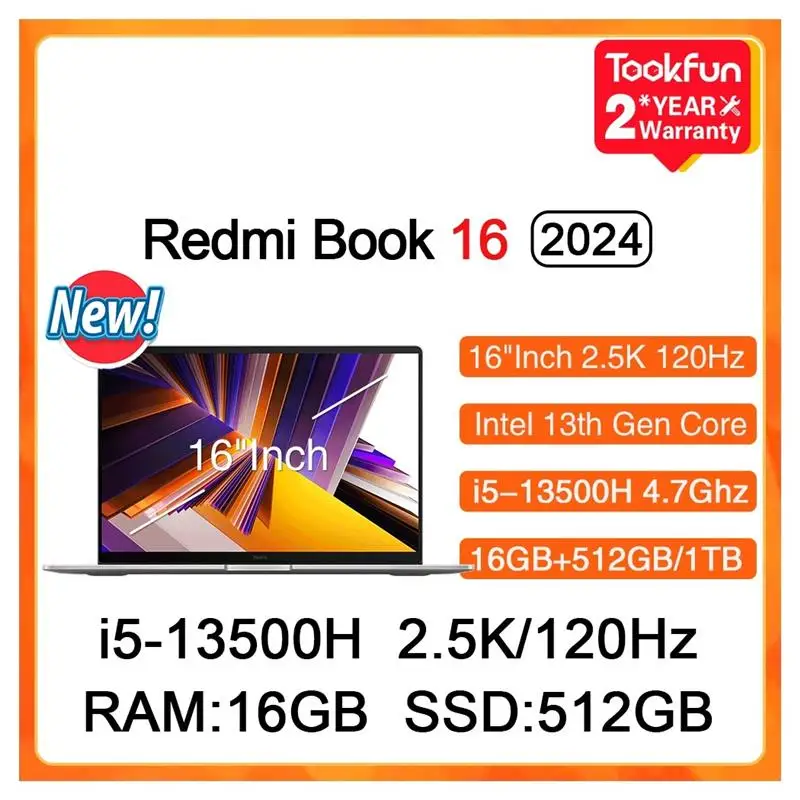 To Laptop Redmi Book 16 2024 RAM 16GB SSD 512GB 16